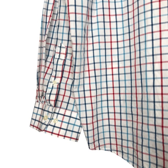 Barbour Large Checks Button Down Collar Shirt Cotton White Blue Long Sleeve XXL - Picture 12 of 13